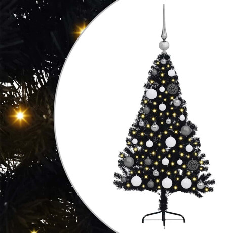 vidaXL Kunstmatig Voorverlicht Kerstboom met 150 LED Zwart 120 cm PVC afbeelding2 - 1