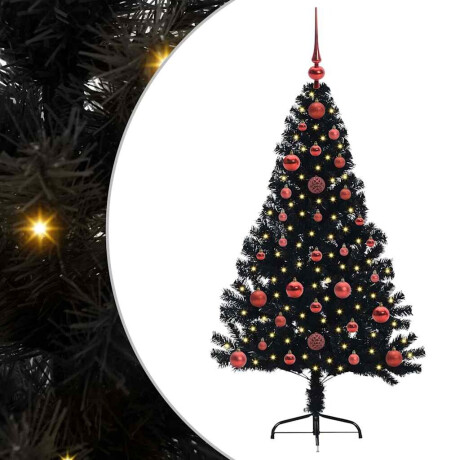 vidaXL Kunstmatig Voorverlicht Kerstboom met 150 LED Zwart 120 cm PVC afbeelding2 - 1