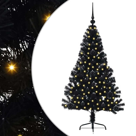 vidaXL Kunstmatig Voorverlicht Kerstboom met 150 LED Zwart 120 cm PVC afbeelding2 - 1
