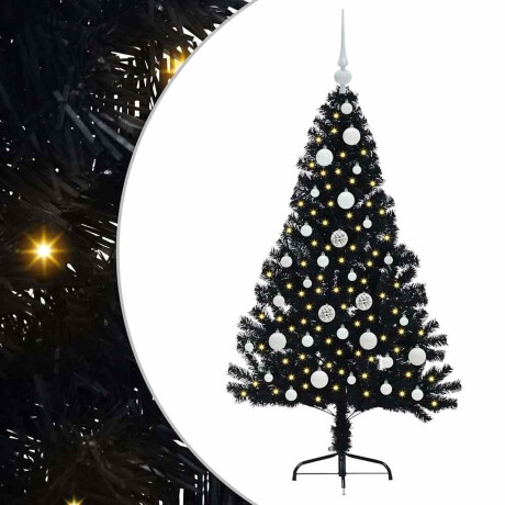 vidaXL Kunstmatig Voorverlicht Kerstboom met 150 LED Zwart 120 cm PVC afbeelding2 - 1