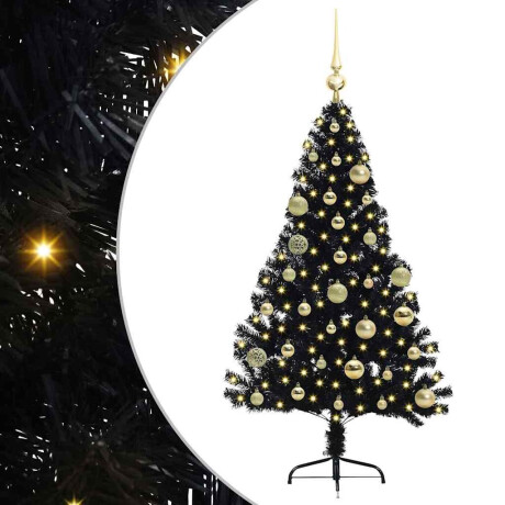 vidaXL Kunstmatig Voorverlicht Kerstboom met 150 LED Zwart 120 cm PVC afbeelding2 - 1