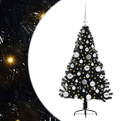 vidaXL Kunstmatig Voorverlicht Kerstboom met 150 LED Zwart 120 cm PVC afbeelding2 - 1