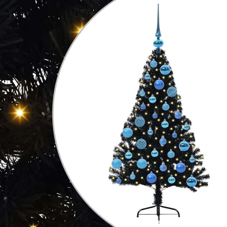 vidaXL Kunstmatig Voorverlicht Kerstboom met 150 LED Zwart 120 cm PVC afbeelding2 - 1