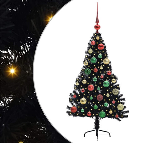 vidaXL Kunstmatig Voorverlicht Kerstboom met 150 LED Zwart 120 cm PVC afbeelding2 - 1