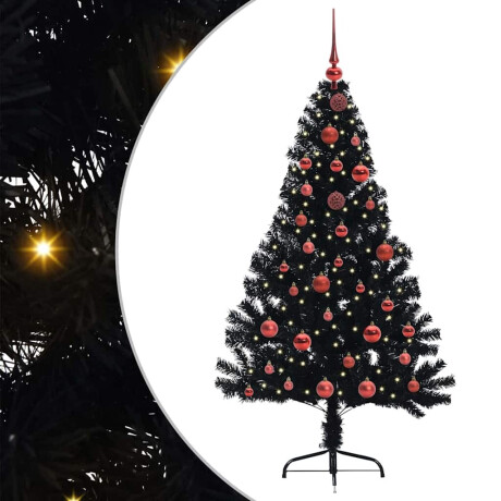 vidaXL Kunstmatig Voorverlicht Kerstboom met 150 LED Zwart 150 cm PVC afbeelding2 - 1