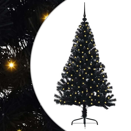 vidaXL Kunstmatig Voorverlicht Kerstboom met 150 LED Zwart 150 cm PVC afbeelding2 - 1