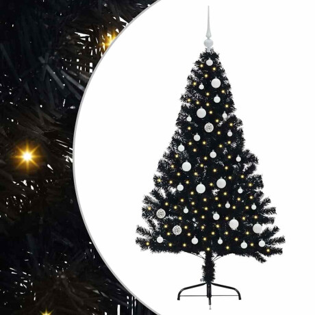 vidaXL Kunstmatig Voorverlicht Kerstboom met 150 LED Zwart 150 cm PVC afbeelding2 - 1