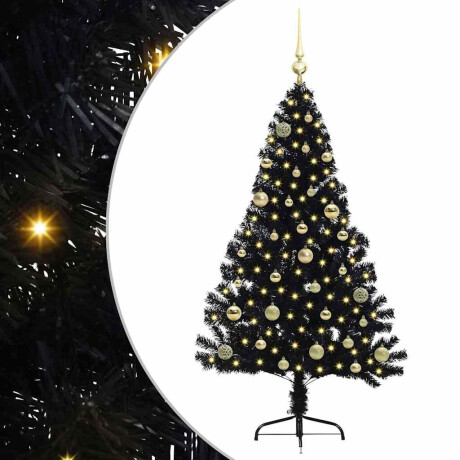 vidaXL Kunstmatig Voorverlicht Kerstboom met 150 LED Zwart 150 cm PVC afbeelding2 - 1