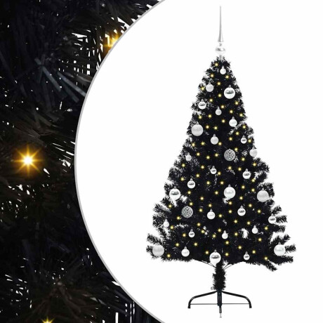 vidaXL Kunstmatig Voorverlicht Kerstboom met 150 LED Zwart 150 cm PVC afbeelding2 - 1