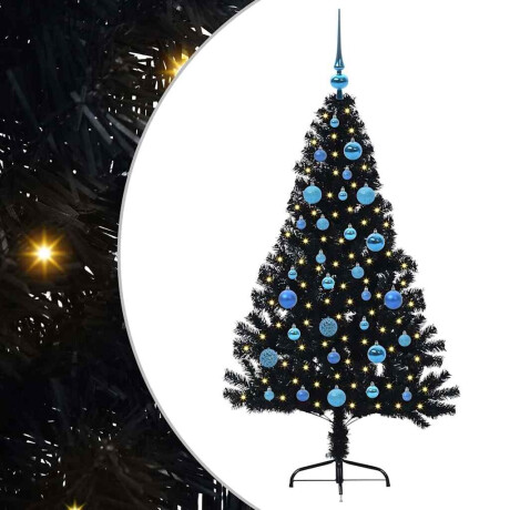 vidaXL Kunstmatig Voorverlicht Kerstboom met 150 LED Zwart 150 cm PVC afbeelding2 - 1