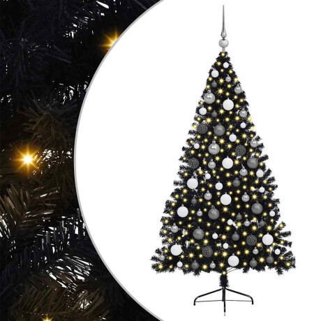 vidaXL Kunst Kerstboom met verlichting met 300 LED Zwart 180 cm PVC afbeelding2 - 1