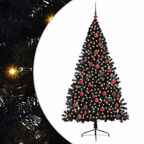 vidaXL Kunstmatig Voorverlicht Kerstboom met 300 LED Zwart 180 cm PVC afbeelding2 - 1
