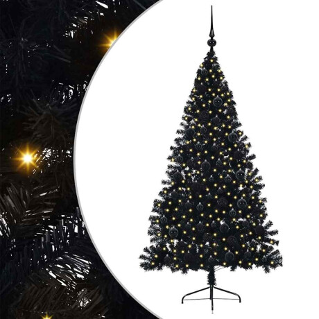 vidaXL Kunstmatig Voorverlicht Kerstboom met 300 LED Zwart 180 cm PVC afbeelding2 - 1