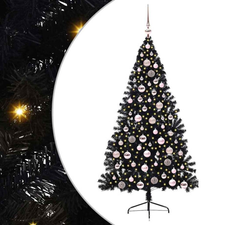 vidaXL Kunstmatig Voorverlicht Kerstboom met 300 LED Zwart 180 cm PVC afbeelding2 - 1