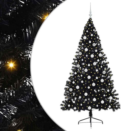vidaXL Kunstmatig Voorverlicht Kerstboom met 300 LED Zwart 180 cm PVC afbeelding2 - 1
