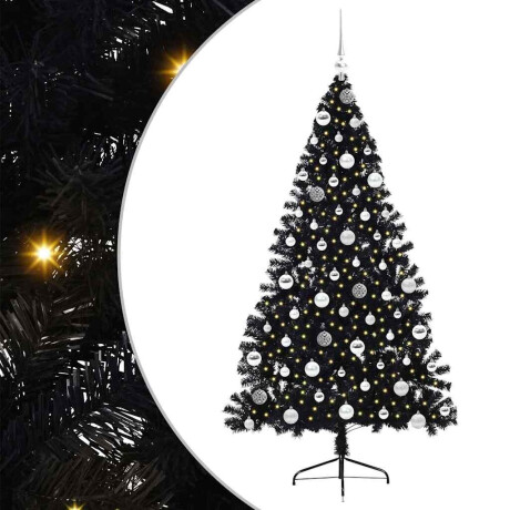 vidaXL Kunstmatig Voorverlicht Kerstboom met 300 LED Zwart 180 cm PVC afbeelding2 - 1