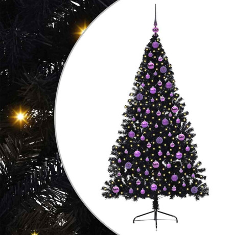 vidaXL Kunstmatig Voorverlicht Kerstboom met 300 LED Zwart 180 cm PVC afbeelding2 - 1