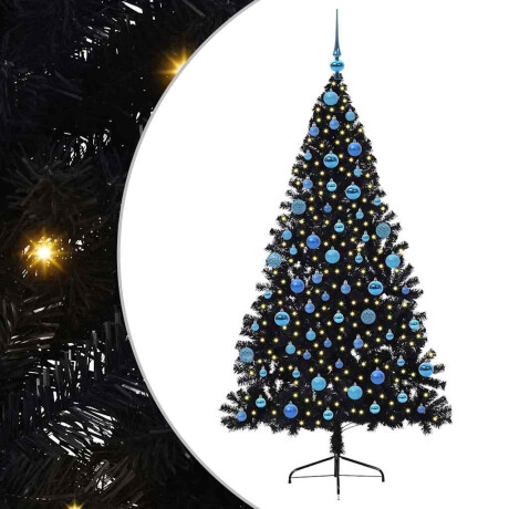 vidaXL Kunstmatig Voorverlicht Kerstboom met 300 LED Zwart 180 cm PVC afbeelding2 - 1