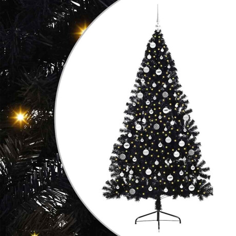 vidaXL Kunstmatig Voorverlicht Kerstboom met 300 LED Zwart 210 cm PVC afbeelding2 - 1