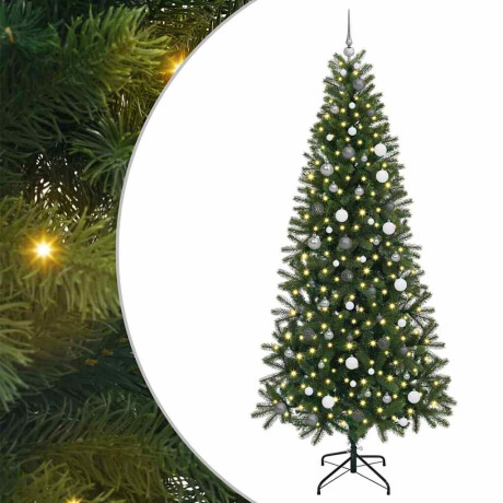 vidaXL Kunstkerstboom met 300 LED met standaard Groen 240 cm PE en PVC afbeelding2 - 1