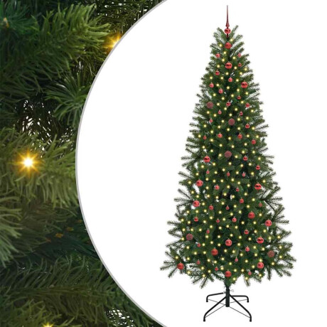 vidaXL Kunstkerstboom met 300 LED met standaard Groen 240 cm PE en PVC afbeelding2 - 1