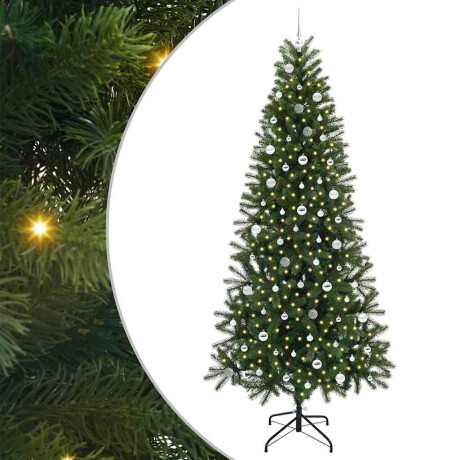 vidaXL Kunstkerstboom met 300 LED met standaard Groen 240 cm PE en PVC afbeelding2 - 1