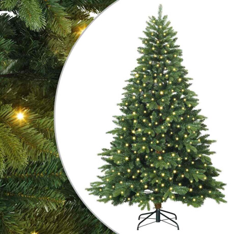 vidaXL Kunstkerstboom met 300 LED met standaard Groen 210 cm PE en PVC afbeelding2 - 1