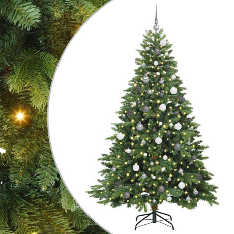 vidaXL Kunstkerstboom met 300 LED met standaard Groen 210 cm PE en PVC afbeelding2 - 1