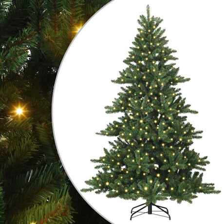 vidaXL Kunstmatige Inklapbare Kerstboom met 300 LED's Groen 210 cm PVC afbeelding2 - 1