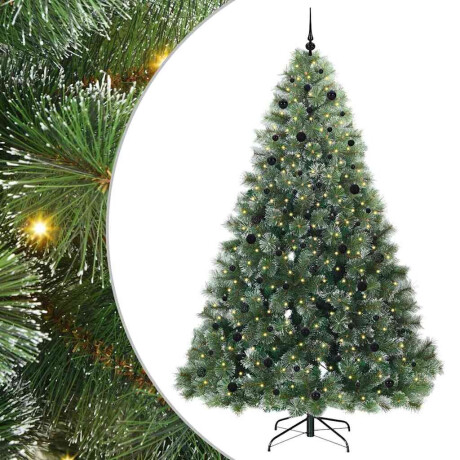 vidaXL Kunstkerstboom met 300 LED met standaard Groen 240 cm PE en PVC afbeelding2 - 1