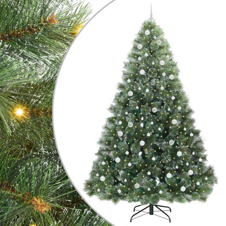 vidaXL Kunstkerstboom met 300 LED met standaard Groen 240 cm PE en PVC afbeelding2 - 1