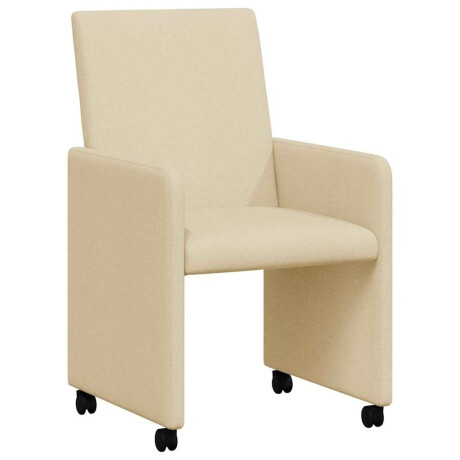 vidaXL Eetkamerstoelen met Wieltjes 2 pcs Crème 57 x 66 x 94 cm Stof afbeelding2 - 1