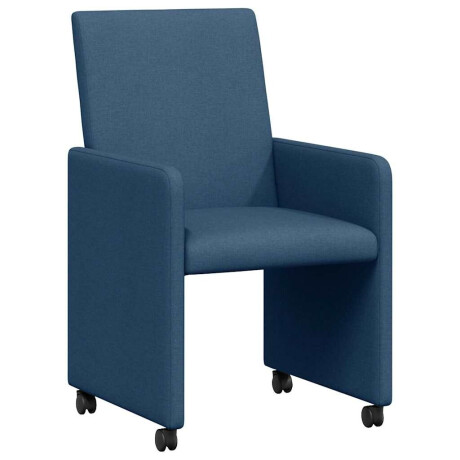 vidaXL Eetkamerstoelen met Wieltjes 2 pcs Blauw 57 x 66 x 94 cm Stof afbeelding2 - 1