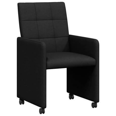vidaXL Eetkamerstoelen met Wieltjes 2 pcs Zwart 58 x 65 x 94 cm Stof afbeelding2 - 1