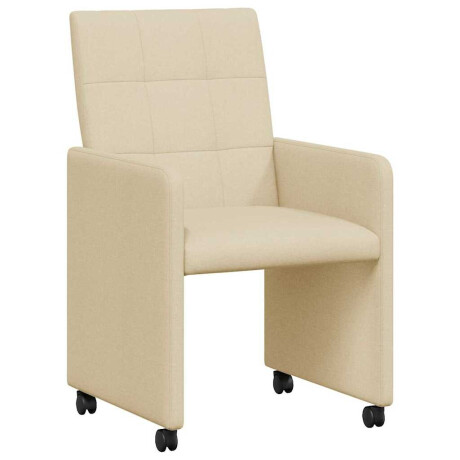 vidaXL Eetkamerstoelen met Wieltjes 2 pcs Crème 58 x 65 x 94 cm Stof afbeelding2 - 1