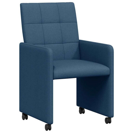 vidaXL Eetkamerstoelen met Wieltjes 2 pcs Blauw 58 x 65 x 94 cm Stof afbeelding2 - 1
