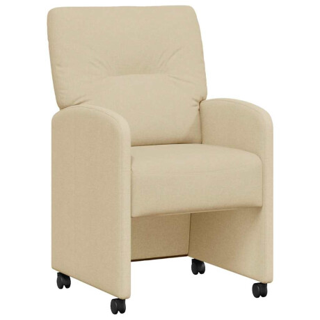 vidaXL Eetkamerstoelen met Wieltjes 2 pcs Crème 57 x 67 x 95 cm Stof afbeelding2 - 1