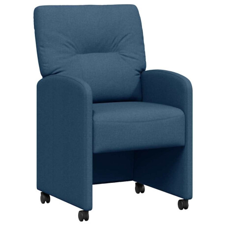 vidaXL Eetkamerstoelen met Wieltjes 2 pcs Blauw 57 x 67 x 95 cm Stof afbeelding2 - 1