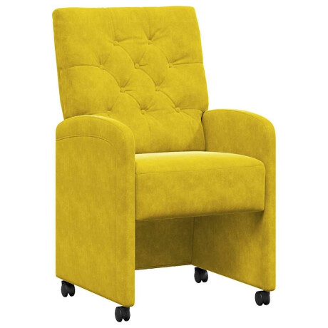 vidaXL Eetkamerstoelen met Wieltjes 2 pcs Geel 58 x 67 x 97 cm Fluweel afbeelding2 - 1