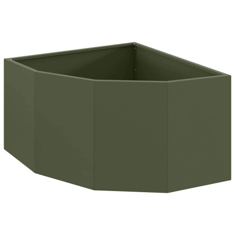 vidaXL Hoek Plantbak Olijfgroen 60 x 60 x 35 cm Staal afbeelding2 - 1