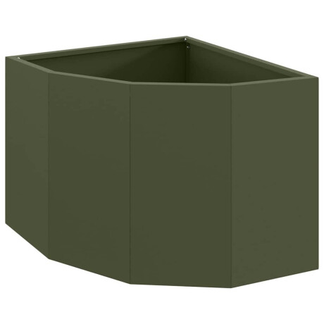 vidaXL Hoek Plantbak Olijfgroen 45 x 45 x 35 cm Staal afbeelding2 - 1