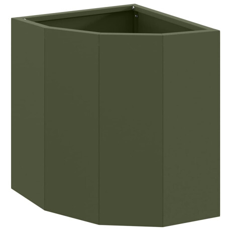 vidaXL Hoek Plantbak Olijfgroen 30 x 30 x 35 cm Staal afbeelding2 - 1