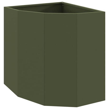 vidaXL Hoek Plantbak Olijfgroen 45 x 45 x 50 cm Staal afbeelding2 - 1