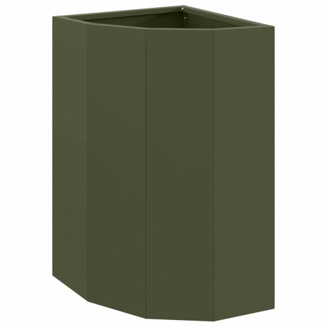 vidaXL Hoek Plantbak Olijfgroen 30 x 30 x 50 cm Staal afbeelding2 - 1