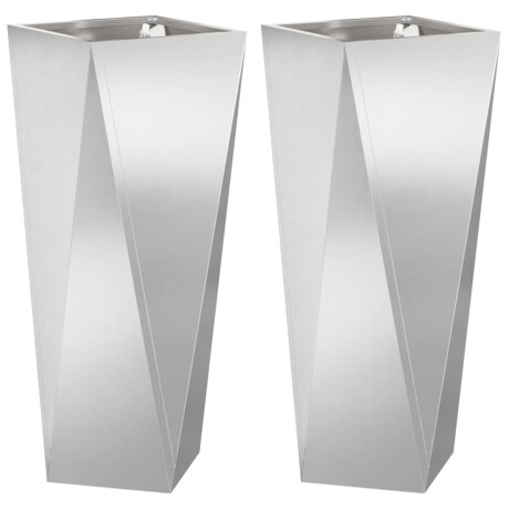 vidaXL Plantenbak 2 pcs Zilver 30 x 30 x 75 cm Roestvrij staal afbeelding2 - 1