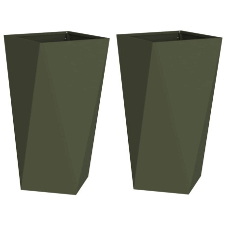 vidaXL Plantenbak 2 pcs Olijf Groen 40 x 40 x 75 cm Staal afbeelding2 - 1