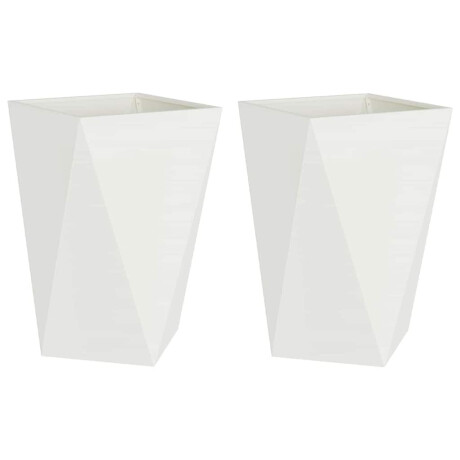 vidaXL Plantenbak 2 pcs Wit 50 x 50 x 75 cm Staal afbeelding2 - 1