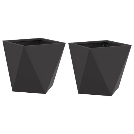 vidaXL Plantenbak 2 pcs Zwart 30 x 30 x 30 cm Staal afbeelding2 - 1