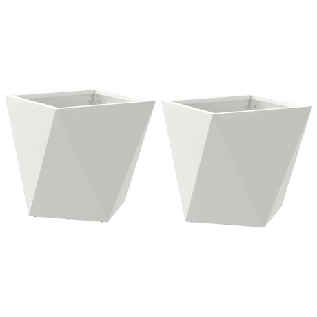 vidaXL Plantenbak 2 pcs Wit 30 x 30 x 30 cm Staal afbeelding2 - 1