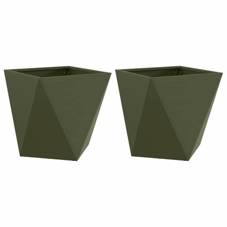 vidaXL Plantenbak 2 pcs Olijf Groen 40 x 40 x 40 cm Staal afbeelding2 - 1
